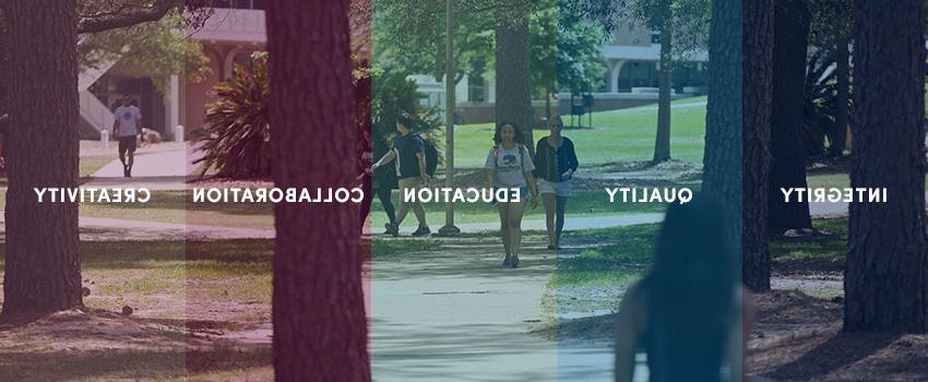 Campus Image with students walking to class